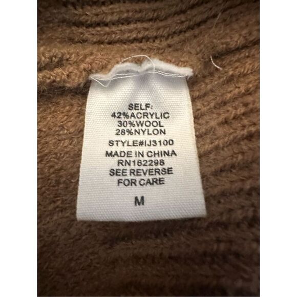 Bucketlist Colorblock Wool Blend Full Zip Knit Cardigan Sweater Brown Medium - Picture 7 of 7